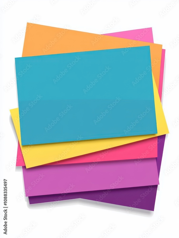 Colorful paper sheets, layered documents, flat design illustration Colorful paper sheets, layered documents, flat design illustration