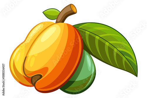 Tropical cashew fruit on white background vector illustration photo