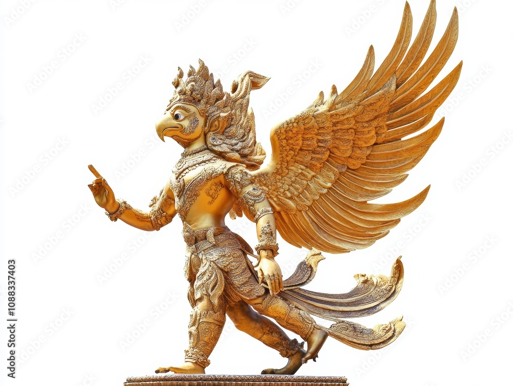 Fototapeta premium Garuda statue isolated on white background.