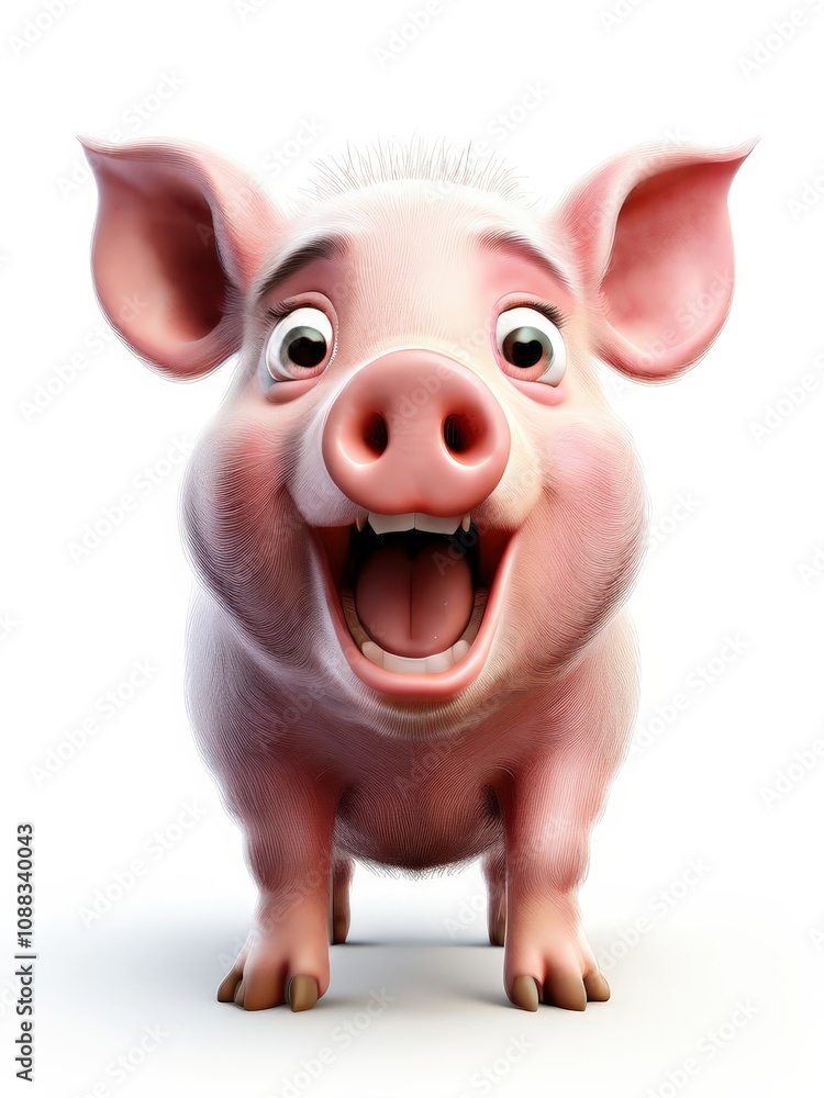 the AI Image Generator, Smiling Cartoon Pig With Large Eyes and Open Mouth the AI Image Generator, Smiling Cartoon Pig With Large Eyes and Open Mouth