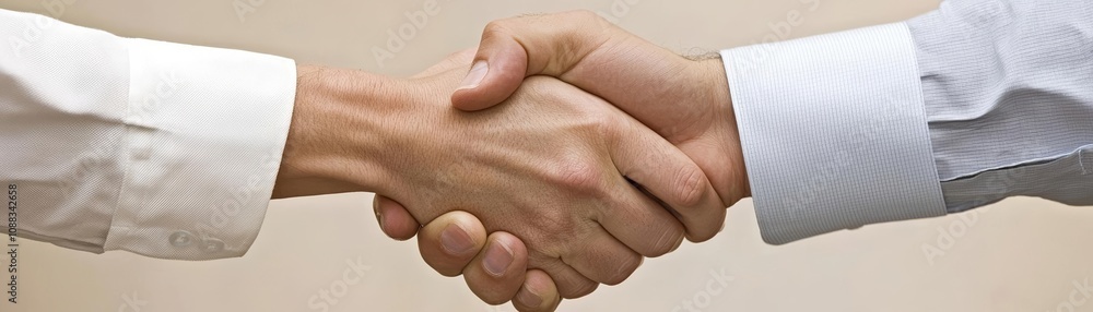 Business handshake with focus on hands, illustrating partnership and corporate commitment Business handshake with focus on hands, illustrating partnership and corporate commitment