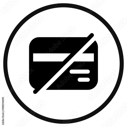 Editable block card, no card payment vector icon. Part of a big icon set family.  Finance, business, investment, accounting. Perfect for web and app interfaces, presentations, infographics, etc