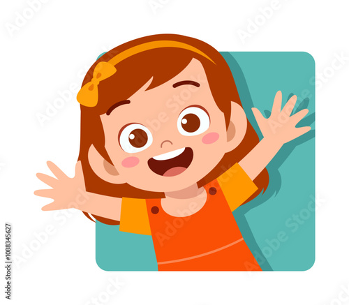 kid happy smile greet and waving hand