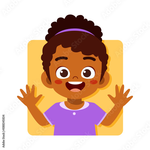 kid happy smile greet and waving hand