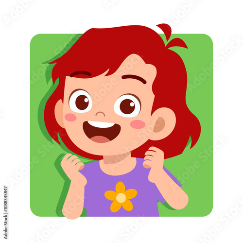 kid happy smile greet and waving hand