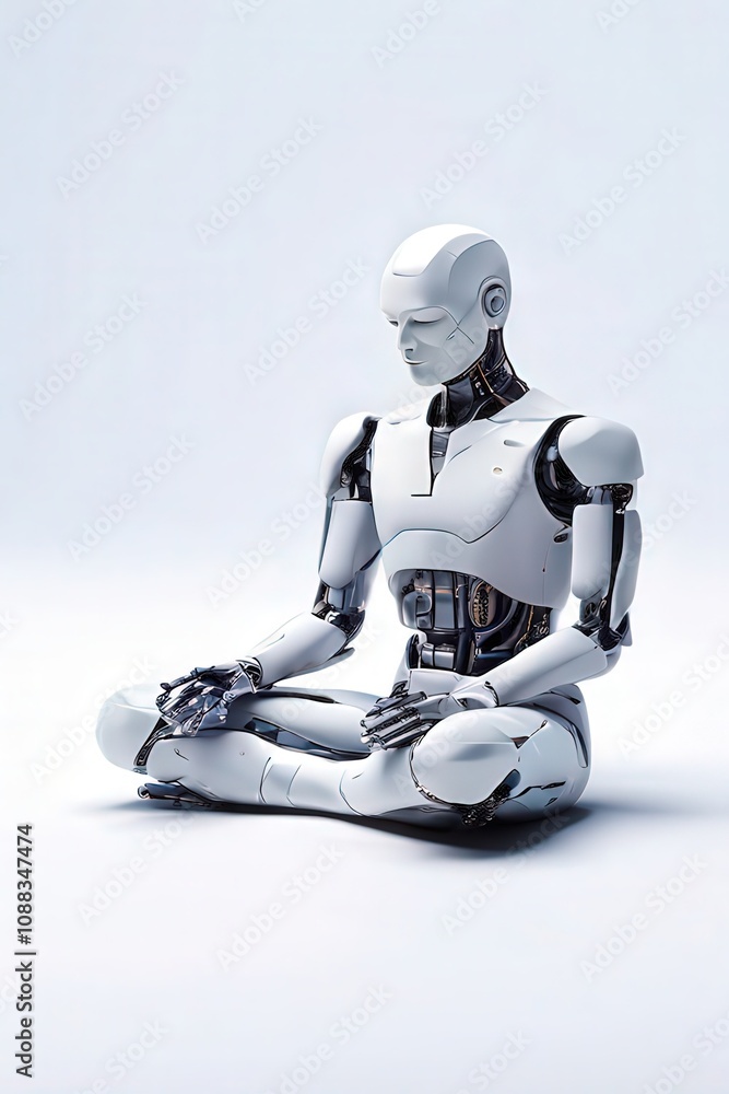 Fototapeta premium the AI Image Generator, Robot portrait on isolated background technology concept