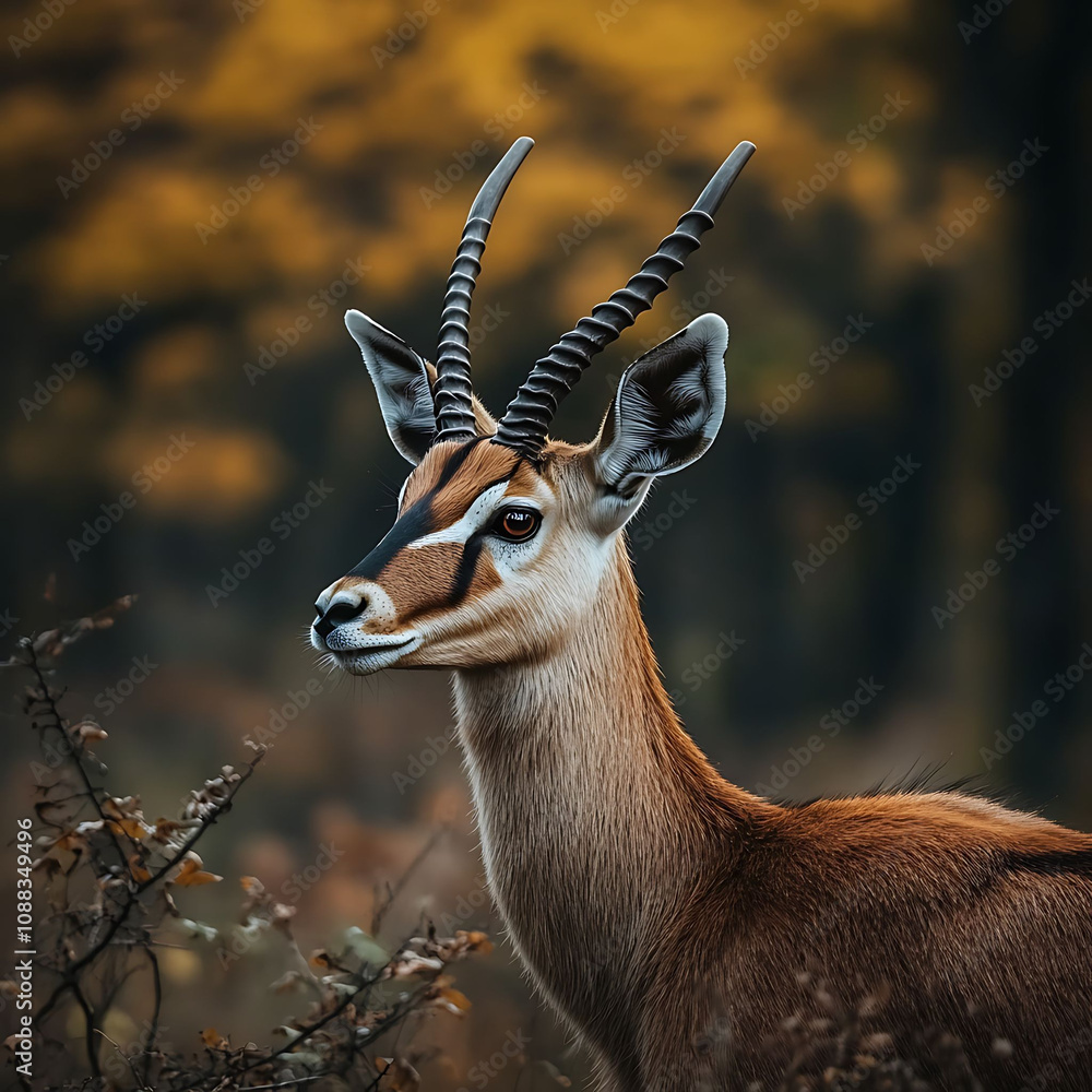 Naklejka premium Antelope close-up photography natural habitat wildlife art forest environment detailed viewpoint nature concept