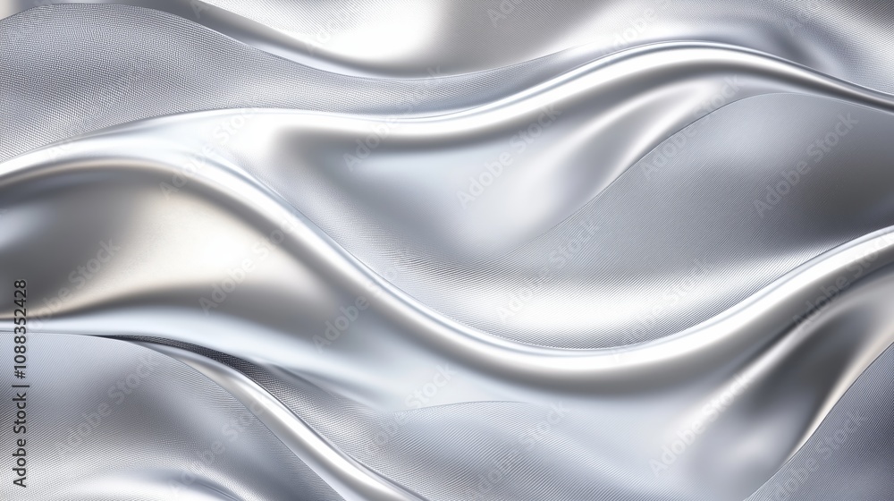 Fototapeta premium Smooth Metallic Fabric with Reflective Highlights and Waves - made with Generative AI