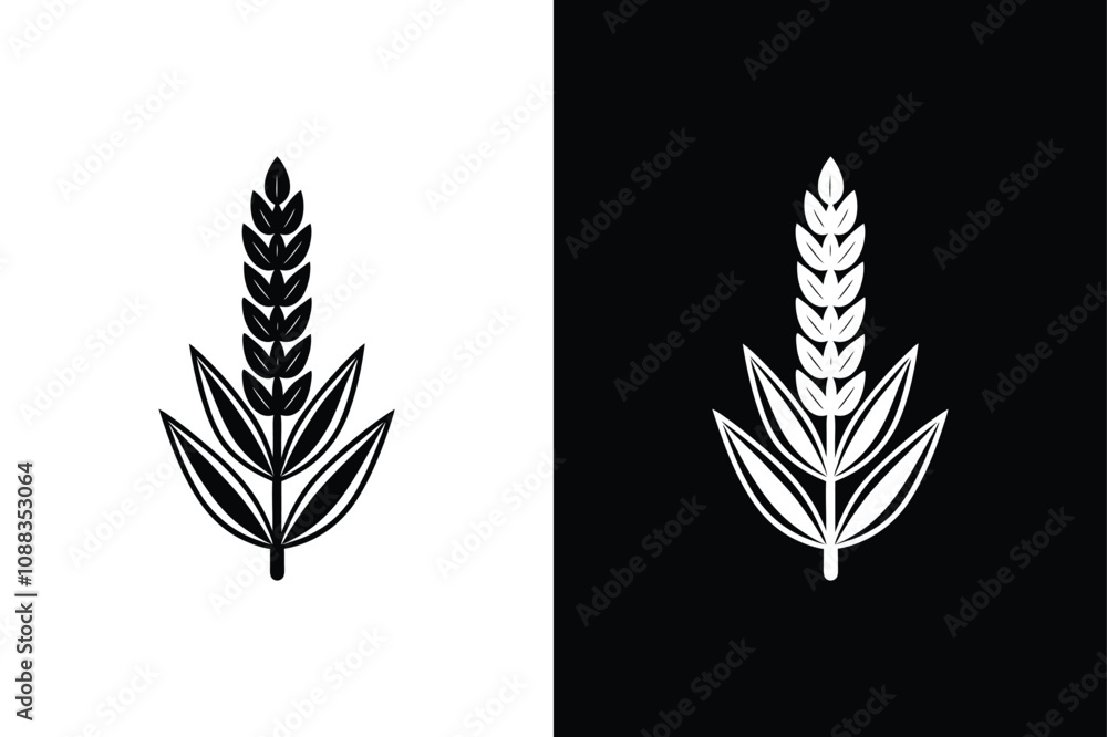 Obraz premium Lavender Icon Silhouette. Elegant Botanical Vector Design