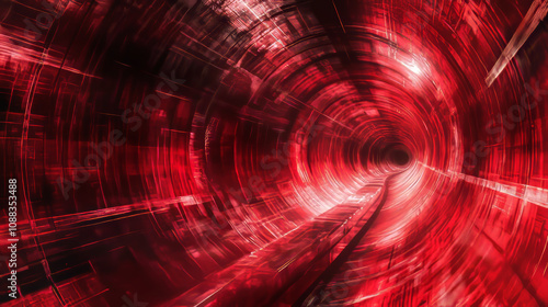 A looping 3D animation of a red, futuristic tunnel.