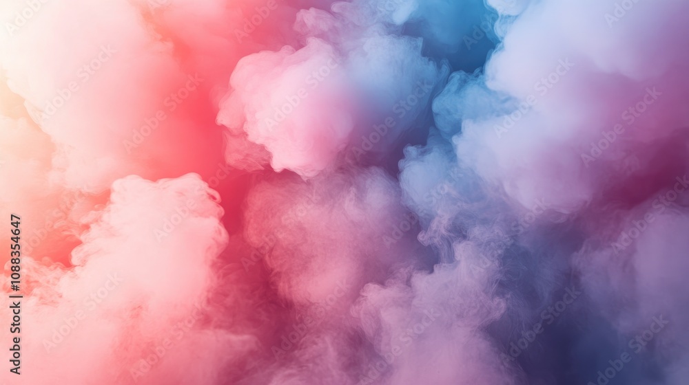 Realistic layers of vibrant dry smoke clouds in soft gradients of pink, blue, and white for seamless integration into visual projects. Realistic layers of vibrant dry smoke clouds in soft gradients of pink, blue, and white for seamless integration into visual projects.