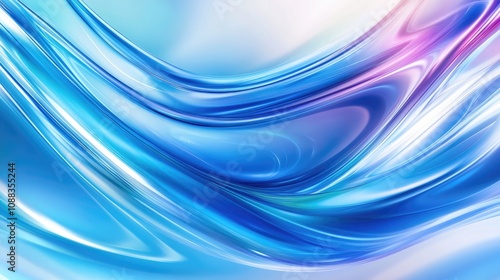 Fluid abstract background with futuristic blue and purple hues, featuring a frosted glass effect and smooth gradient waves, perfect for tech-themed designs and presentations.