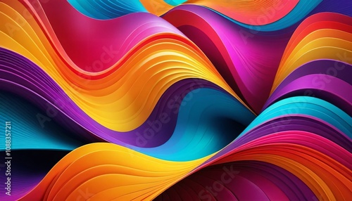 Colorful abstract curved design, vibrant color atwork