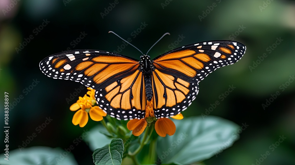 Butterfly Resting on Blooming Flower in Natural Setting Butterfly Resting on Blooming Flower in Natural Setting