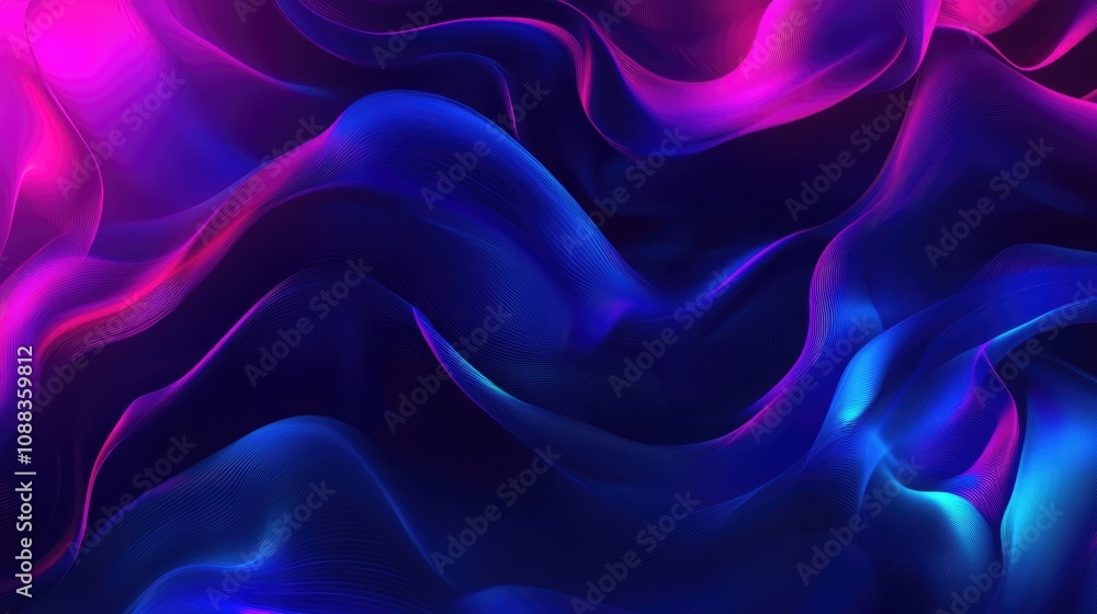 Fototapeta premium Flowing waves of dark navy and deep violet blue texture create a dynamic background, perfect for design projects needing vibrant color and depth.