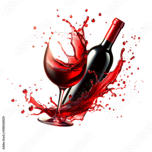 red wine splash isolated on white or transparent