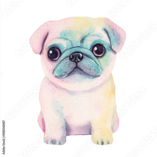 Pug Dog Watercolor Painting: Simple Ugly and Creepy Portrait