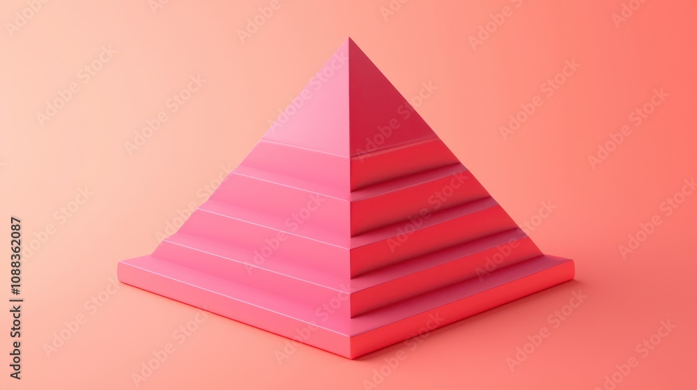 Fototapeta premium Plastic pyramid block depicted in 3D, emphasizing stepped design.