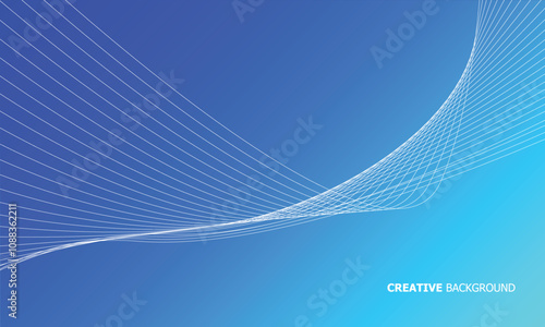 abstract gradient blue background with creative shape line circular waves design style