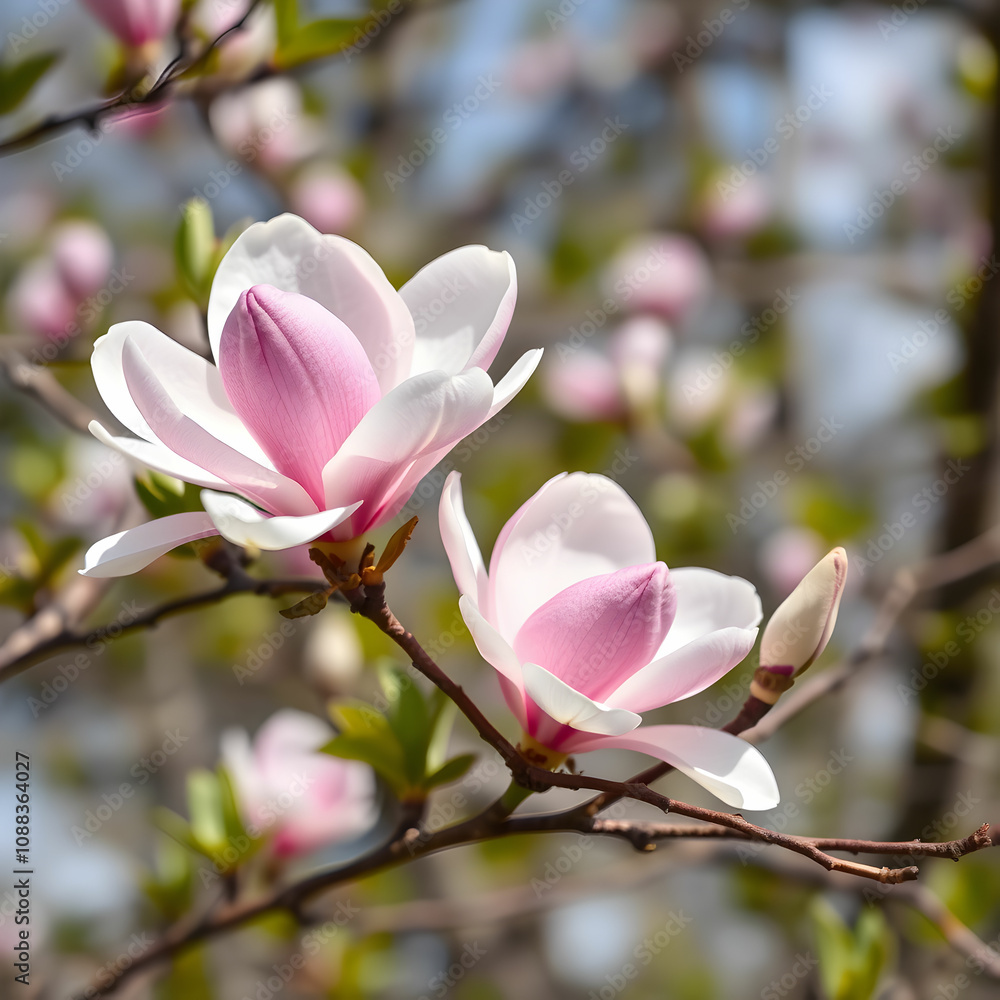 Magnificent blossom magnolia branch in spring Magnificent blossom magnolia branch in spring