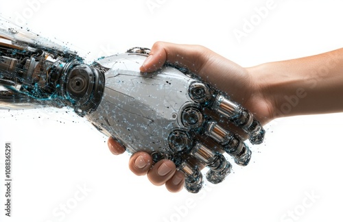 human Hand and Robot Arm Shaking Hands for Future Collaboration