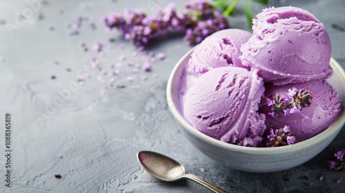 Wallpaper Mural Pastel Ice Cream and Cake Fantasy. Scoops on a Table in a Dreamy, Charming  Soft Lavender Background
 Torontodigital.ca