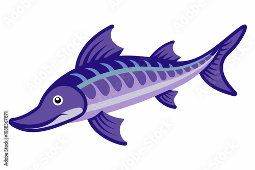  Most expensive and rare fish Sturgeon fish vector illustration