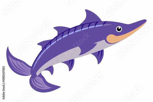  Most expensive and rare fish Sturgeon fish vector illustration