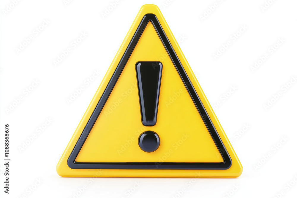 Caution sign in bright yellow color with black exclamation mark, symbolizing warning and alertness Caution sign in bright yellow color with black exclamation mark, symbolizing warning and alertness