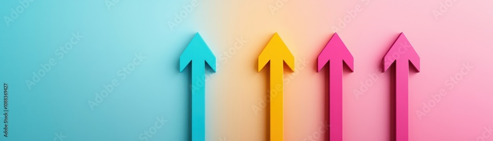 Colorful arrows pointing upward on a gradient background.