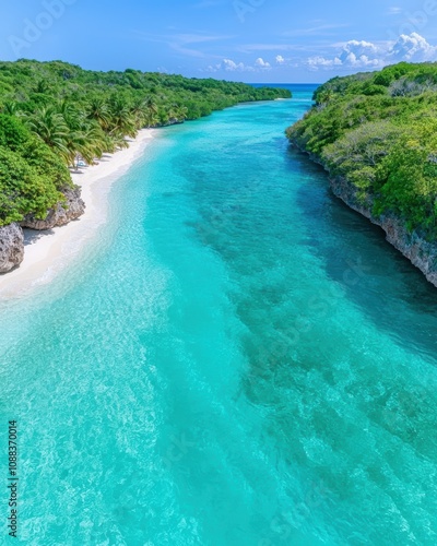 Stunning tropical beach with crystal clear turquoise waters