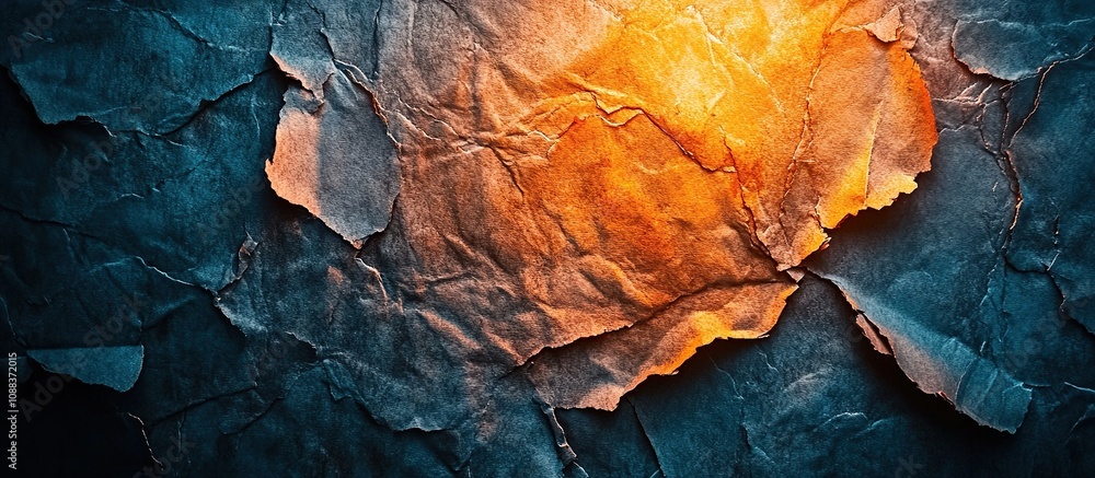 Naklejka premium Abstract textured background with warm lighting and crumpled paper effect.