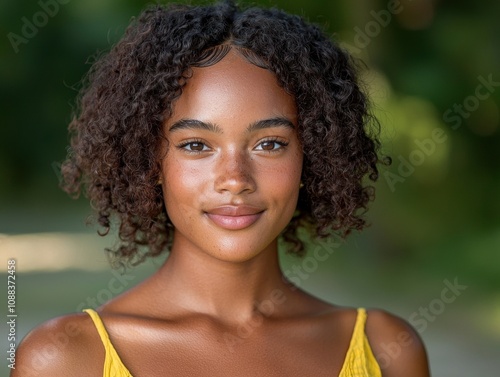 beautiful young woman with curly hair