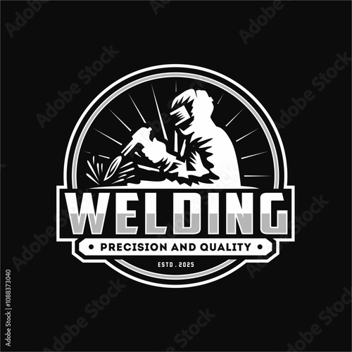 Illustration vector graphic of welding fabrication work company logo design template
