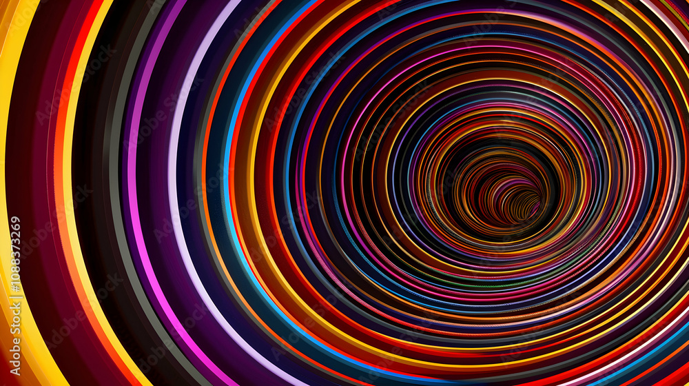 Obraz premium A vibrant spiral pattern with concentric circles in various colors, creating a dynamic visual effect.