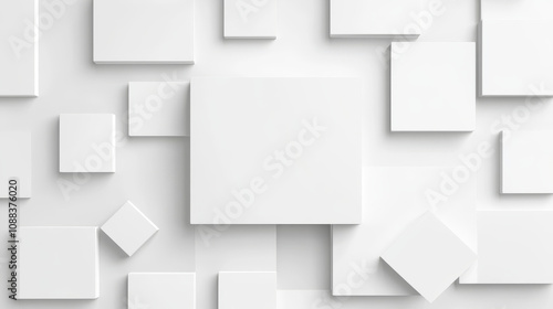 A simple, white, geometric design. 3D animation loop.