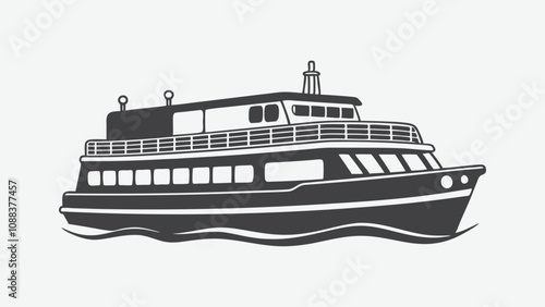 Ferry Silhouette Vector Illustration in High Quality for Nautical and Maritime Design Projects