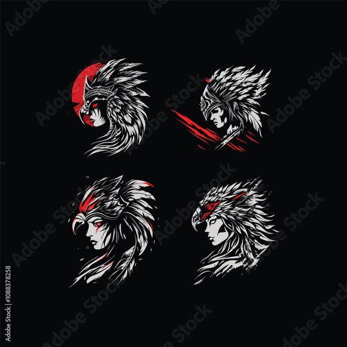 Shaman warrior women design vector vintage