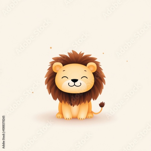 Playful cartoon lion character digital art cute design friendly environment whimsical vibe playfulness photo