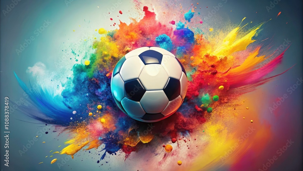 Fototapeta premium Vibrant Abstract Soccer Ball Design with Dynamic Colors and Artistic Elements for Sports Enthusiasts and Decor
