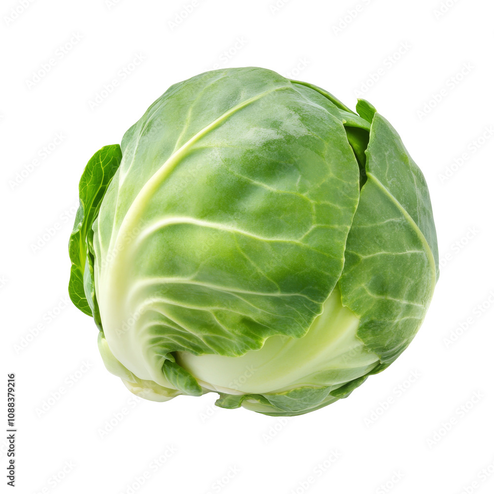 Fresh green cabbage with vibrant leaves on display Fresh green cabbage with vibrant leaves on display
