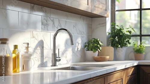 Modern Kitchen Sink and Chrome Faucet Design