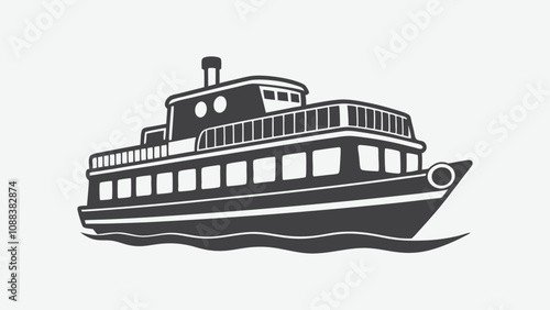 Ferry Silhouette Vector Illustration in High Quality for Nautical and Maritime Design Projects