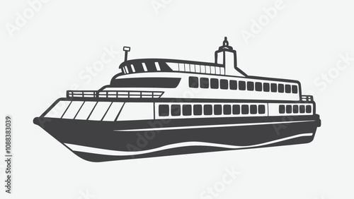 Ferry Silhouette Vector Illustration in High Quality for Nautical and Maritime Design Projects