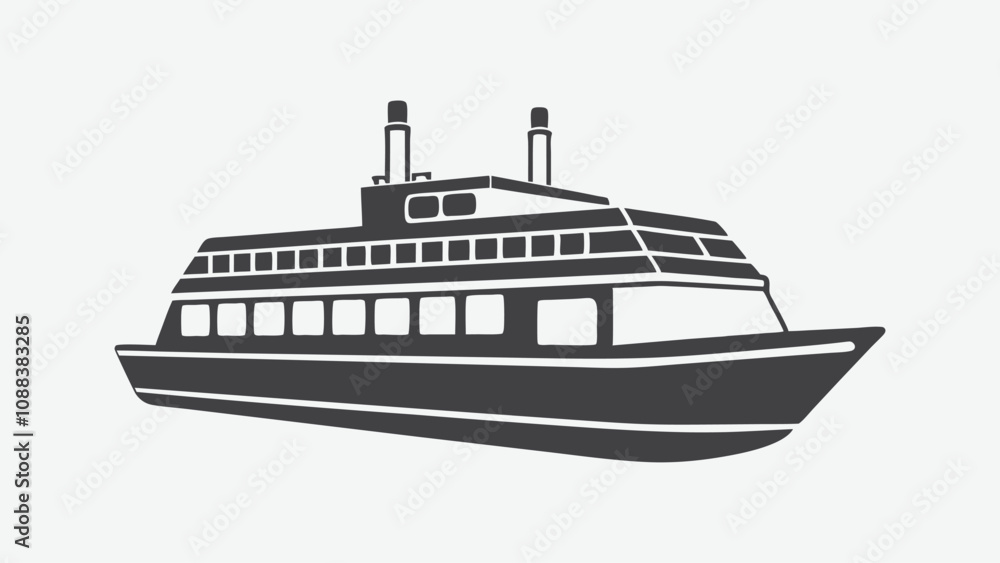 Ferry Silhouette Vector Illustration in High Quality for Nautical and Maritime Design Projects Ferry Silhouette Vector Illustration in High Quality for Nautical and Maritime Design Projects