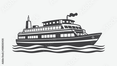 Ferry Silhouette Vector Illustration in High Quality for Nautical and Maritime Design Projects