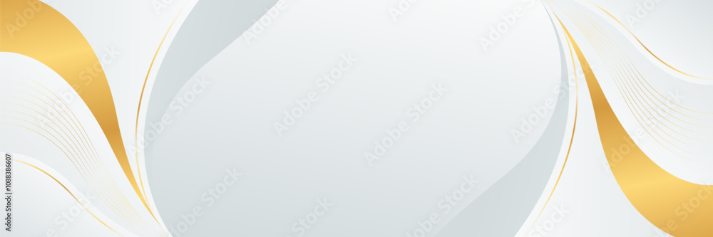 Abstract white-gray luxury banner background with gold lines. Elegant wave modern wallpaper. Suitable for templates, banners, sales, ads, events, awards, web pages, and headers Abstract white-gray luxury banner background with gold lines. Elegant wave modern wallpaper. Suitable for templates, banners, sales, ads, events, awards, web pages, and headers