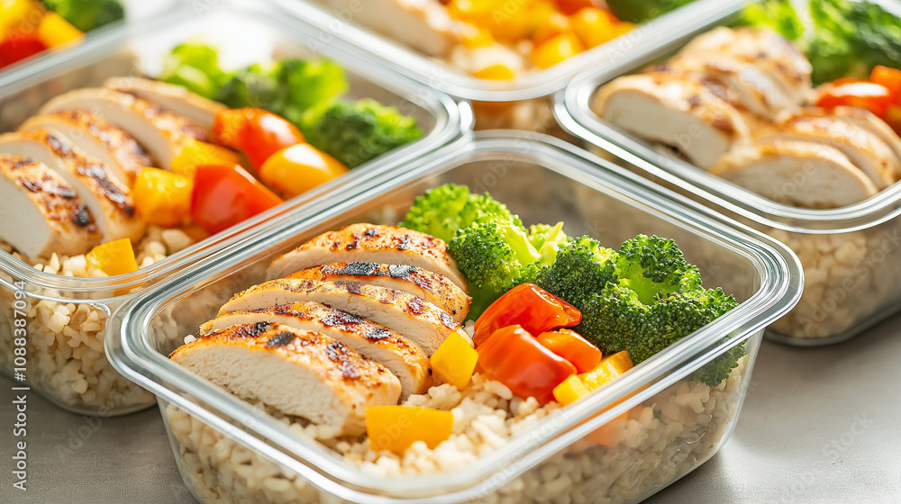 Baked turkey with vegetables in glass containers Baked turkey with vegetables in glass containers