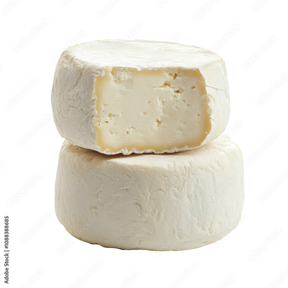 Fresh cheese wheel with a bite taken from it Fresh cheese wheel with a bite taken from it