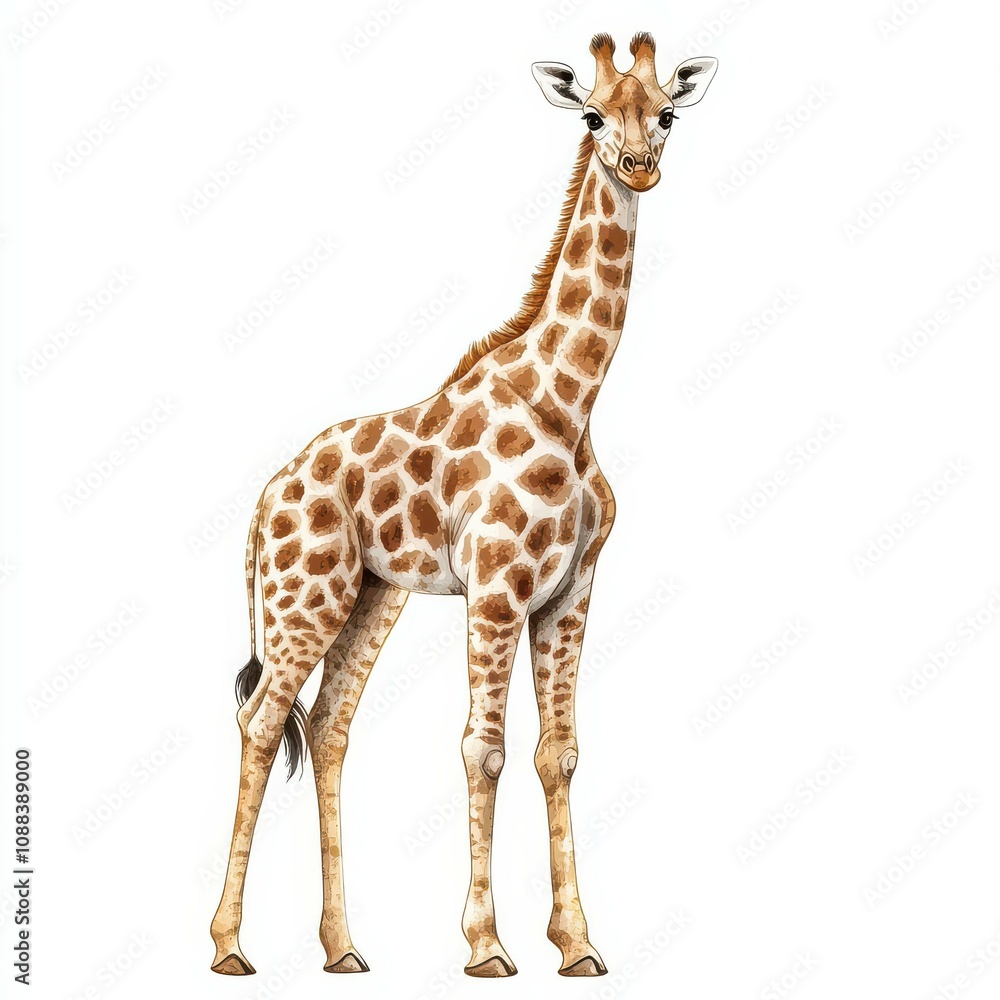 Fototapeta premium Watercolor Giraffe Illustration.